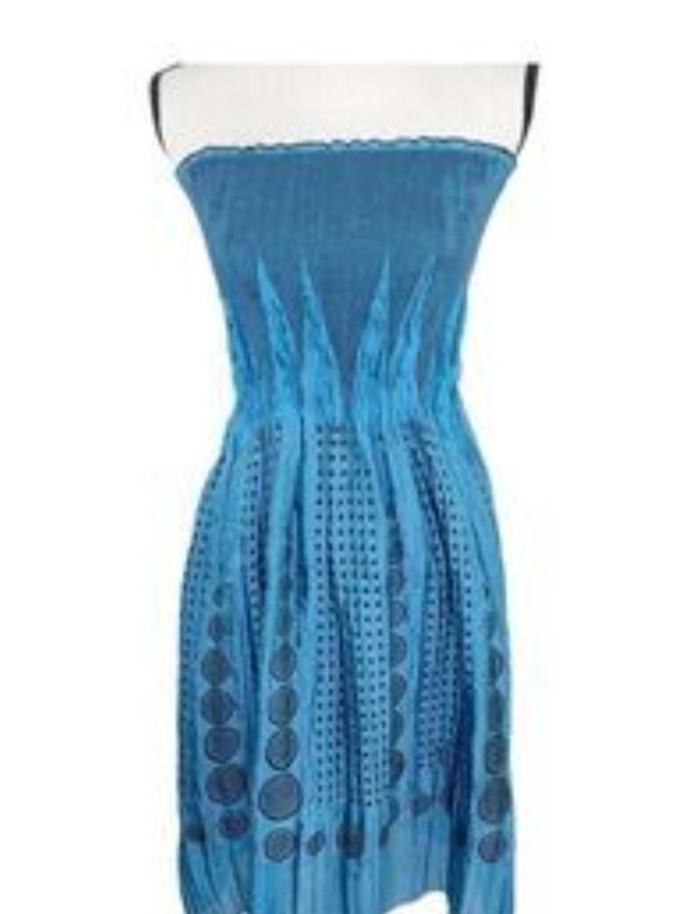 Max Studio Spaghetti Strap Teal-Blue Strapless Smocked Midi Dress